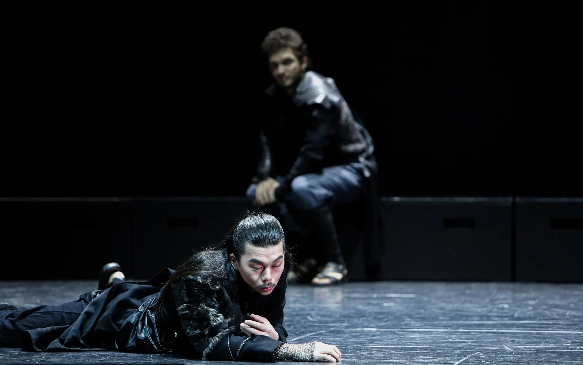 Baritone Biran Özgür Sariyer as Junius in The Rape of Lucretia, Folkwang University of the Arts, Essen